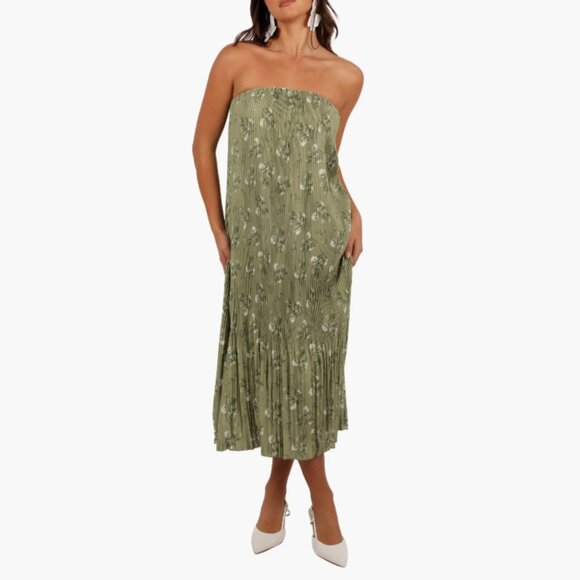 Petal & Pup Sylvie Floral Strapless Midi Dress, Women's Size XL -Sage Botanica - Picture 1 of 11